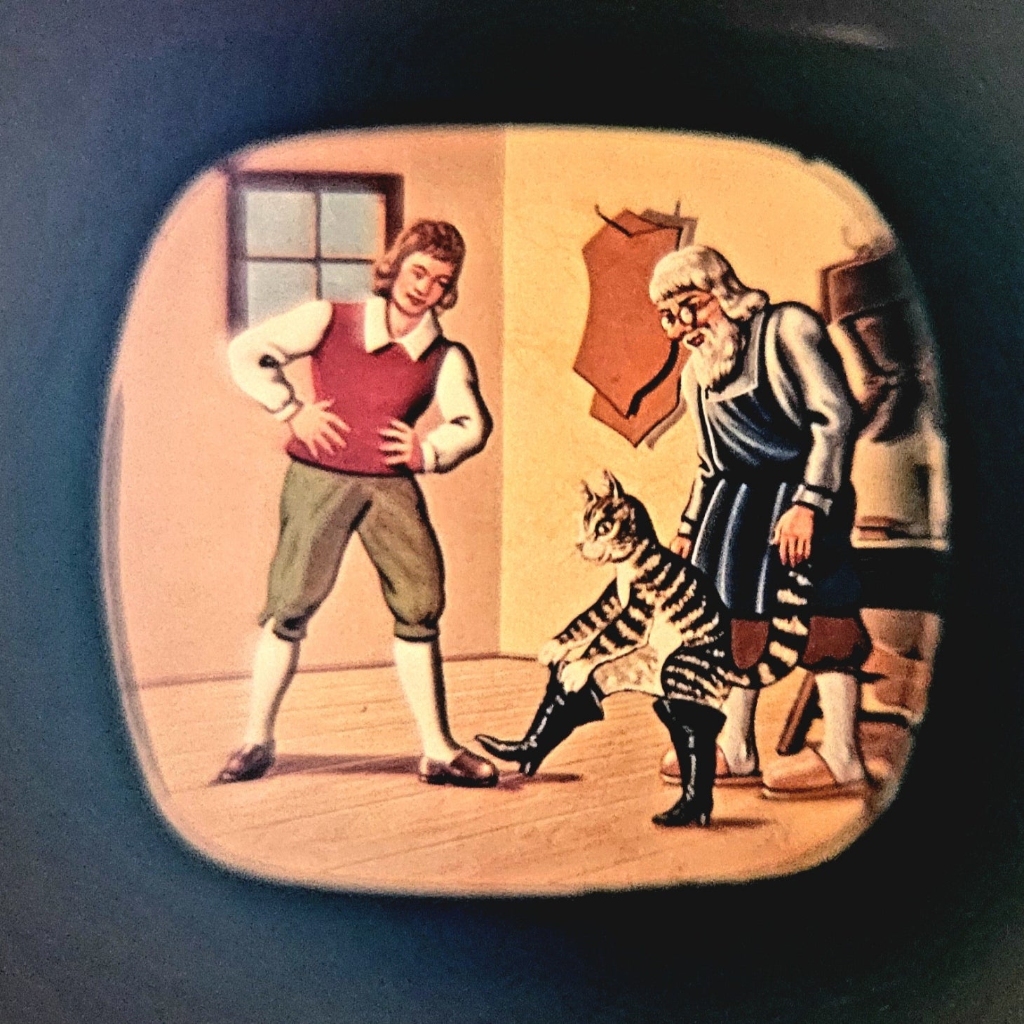 Bildbetrachter TV - Märchenhaus Der gestiefelte Kater Klick-Fernseher Mini-Dia Betrachter Gucki Nostalgie