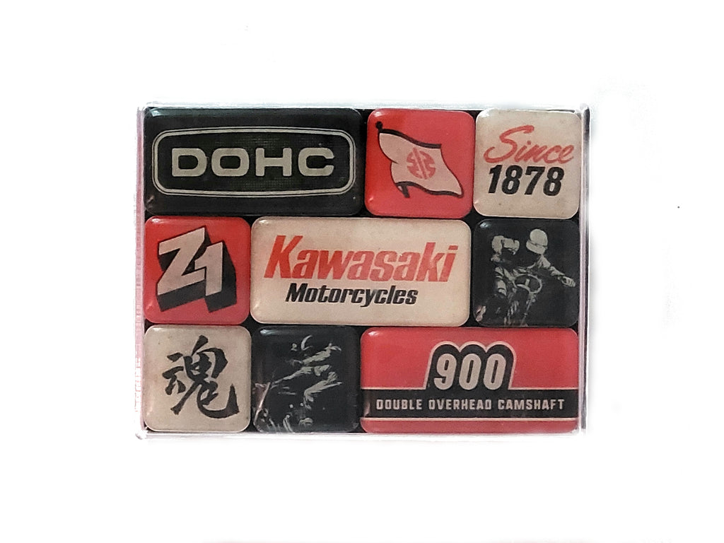 Magnet Set "Kawasaki - Motorcycles Since 1878" Set 9-teilig (Nostalgic Art)
