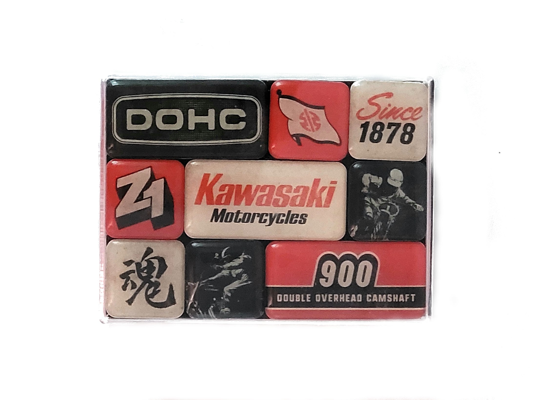 Magnet Set "Kawasaki - Motorcycles Since 1878" Set 9-teilig (Nostalgic Art)