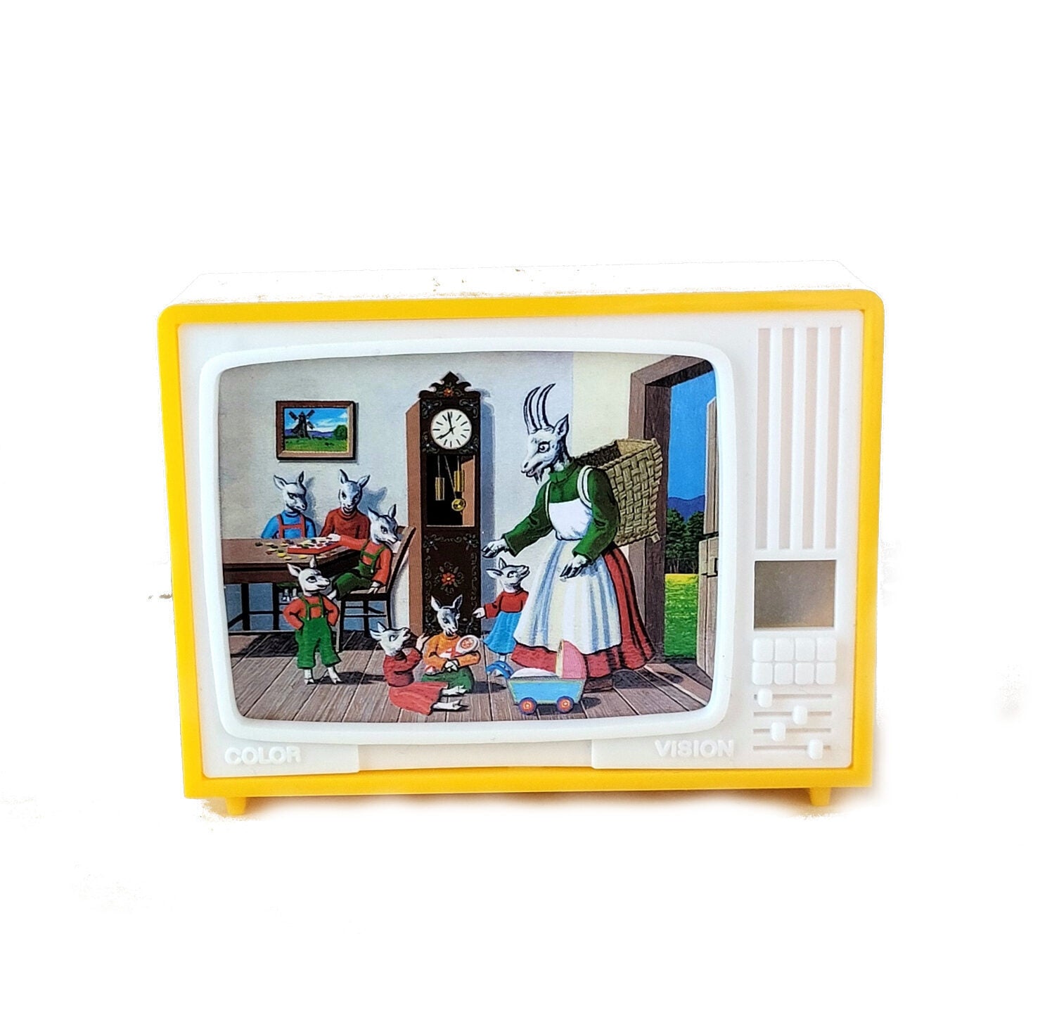 Bildbetrachter TV - Märchen Der Wolf und die 7 Geißlein Klick-Fernseher Mini-Dia Betrachter Gucki Nostalgie