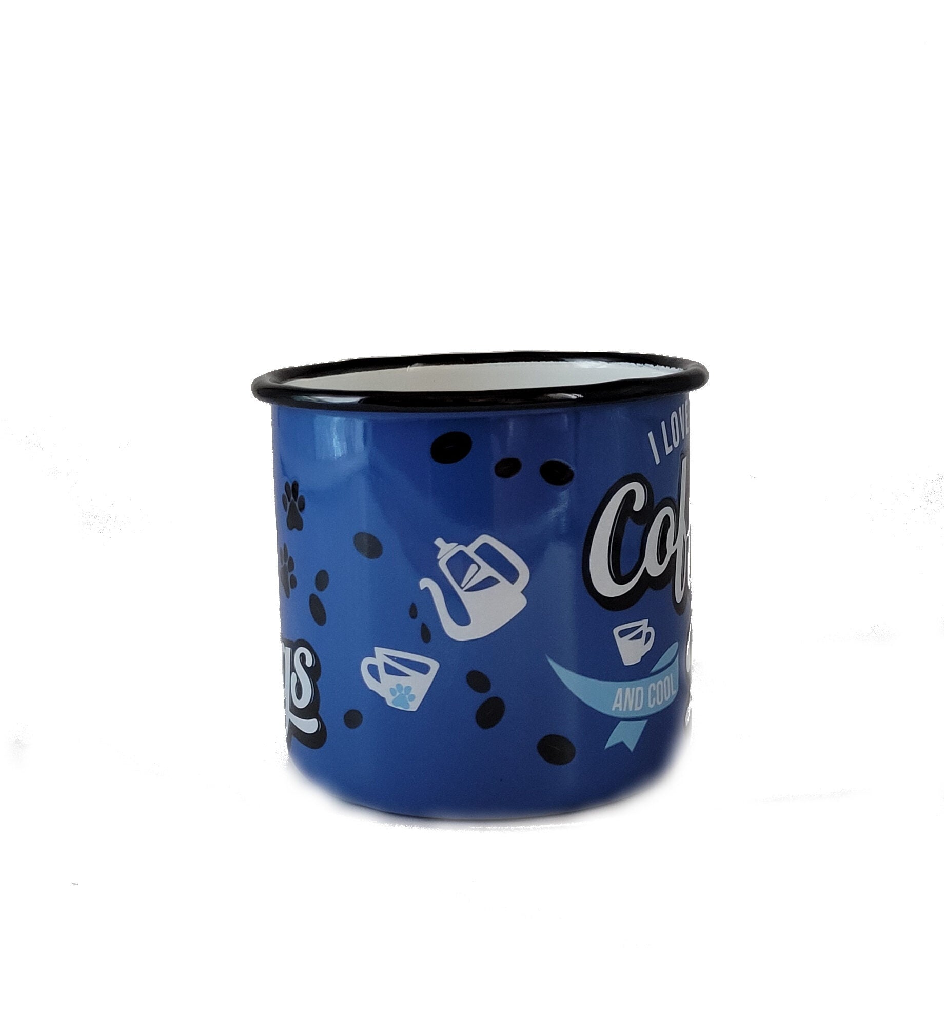 Emaille Becher Kultbecher - I love hot Coffee and cool dogs 0,36 l (Nostalgic Art)
