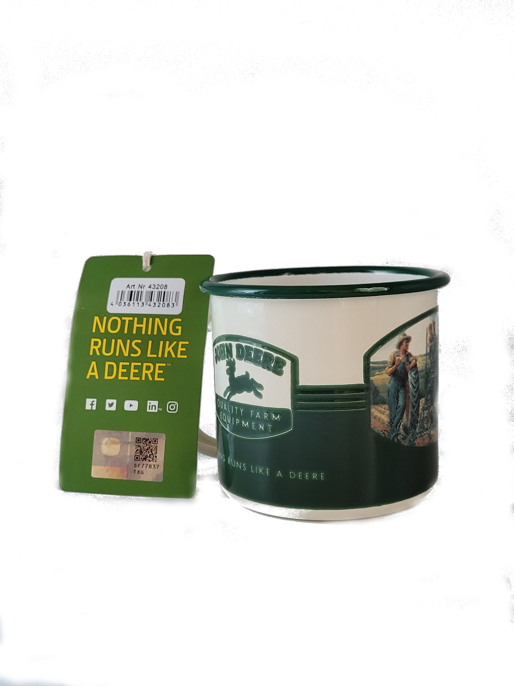 Emaille Becher John Deere - Quality Farm Equipement 0,36 l (Nostalgic Art)