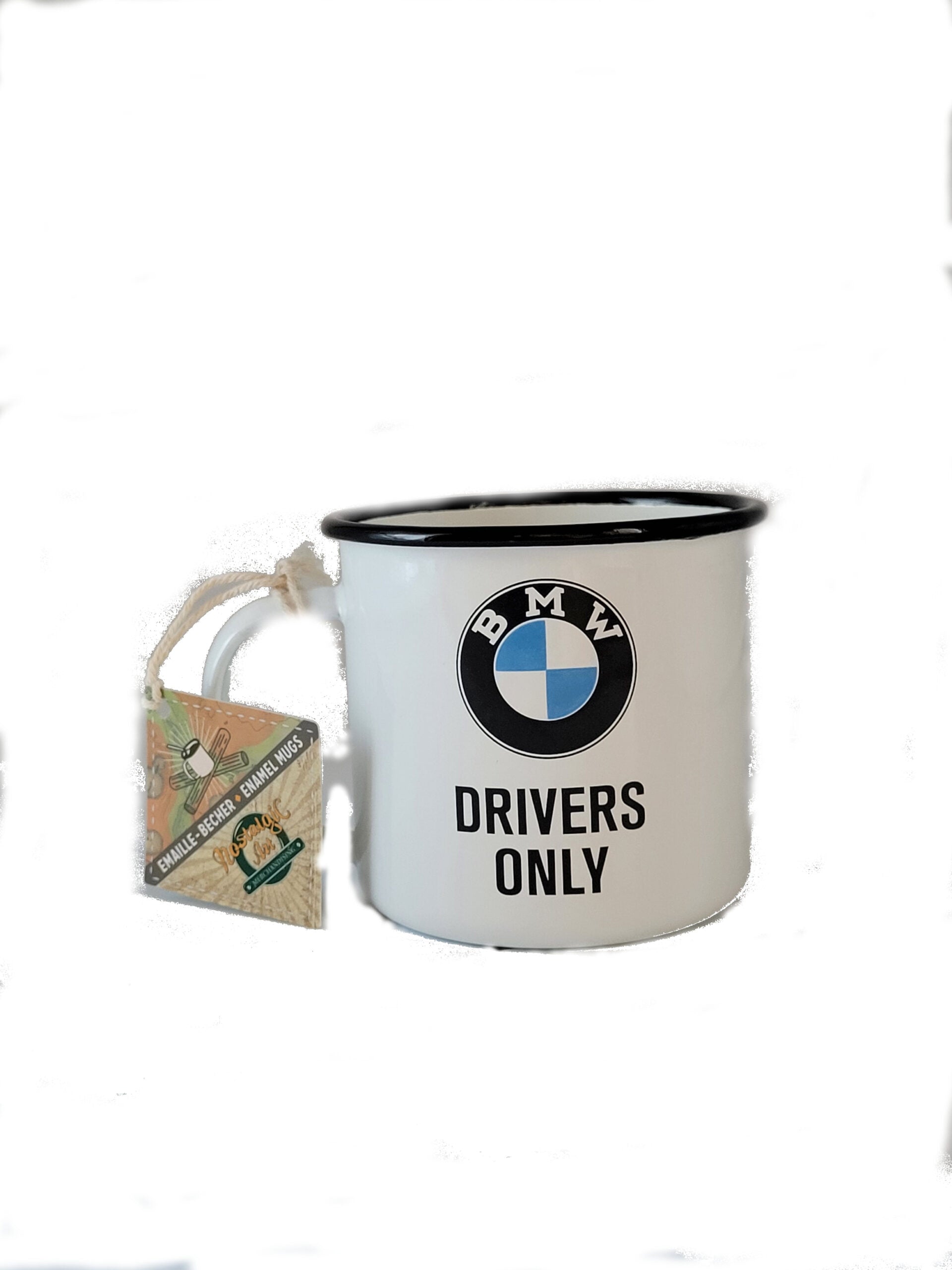 Emaille Becher BMW - Drivers only 0,36 l (Nostalgic Art)