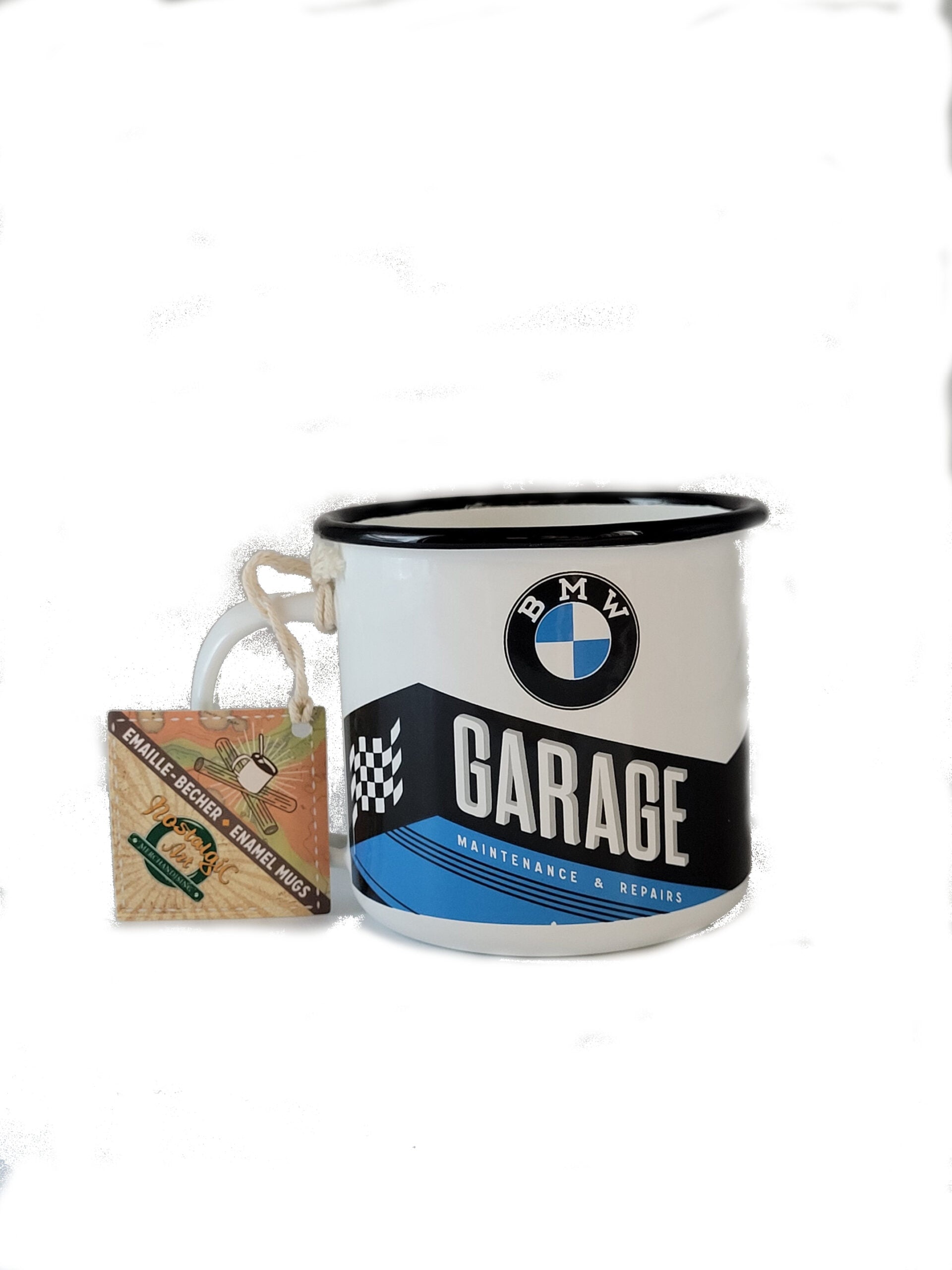 Emaille Becher BMW - Garage 0,36 L (Nostalgic Art)