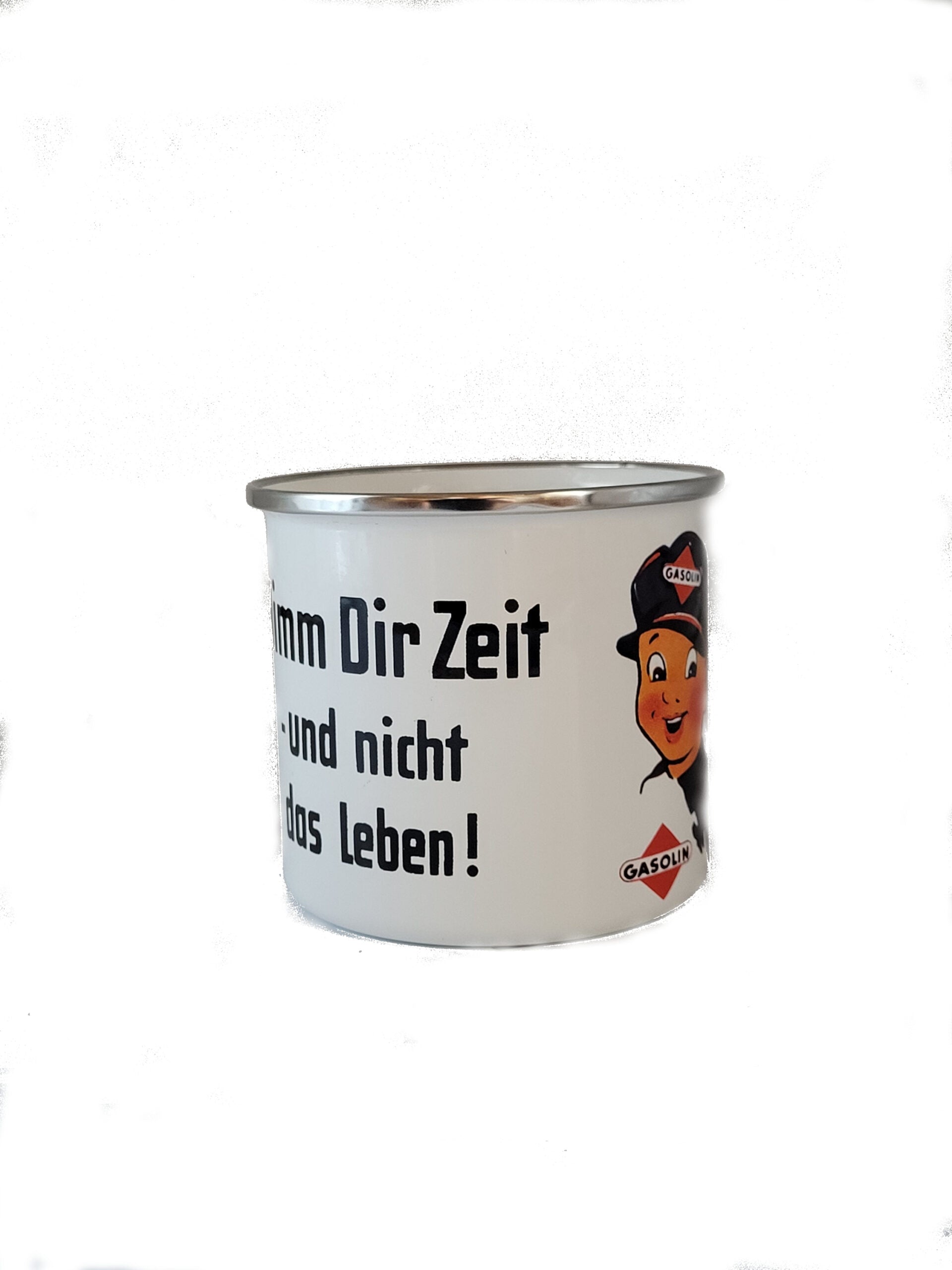 Emaille Becher "Nimm dir Zeit und nicht das Leben" 0,5 L