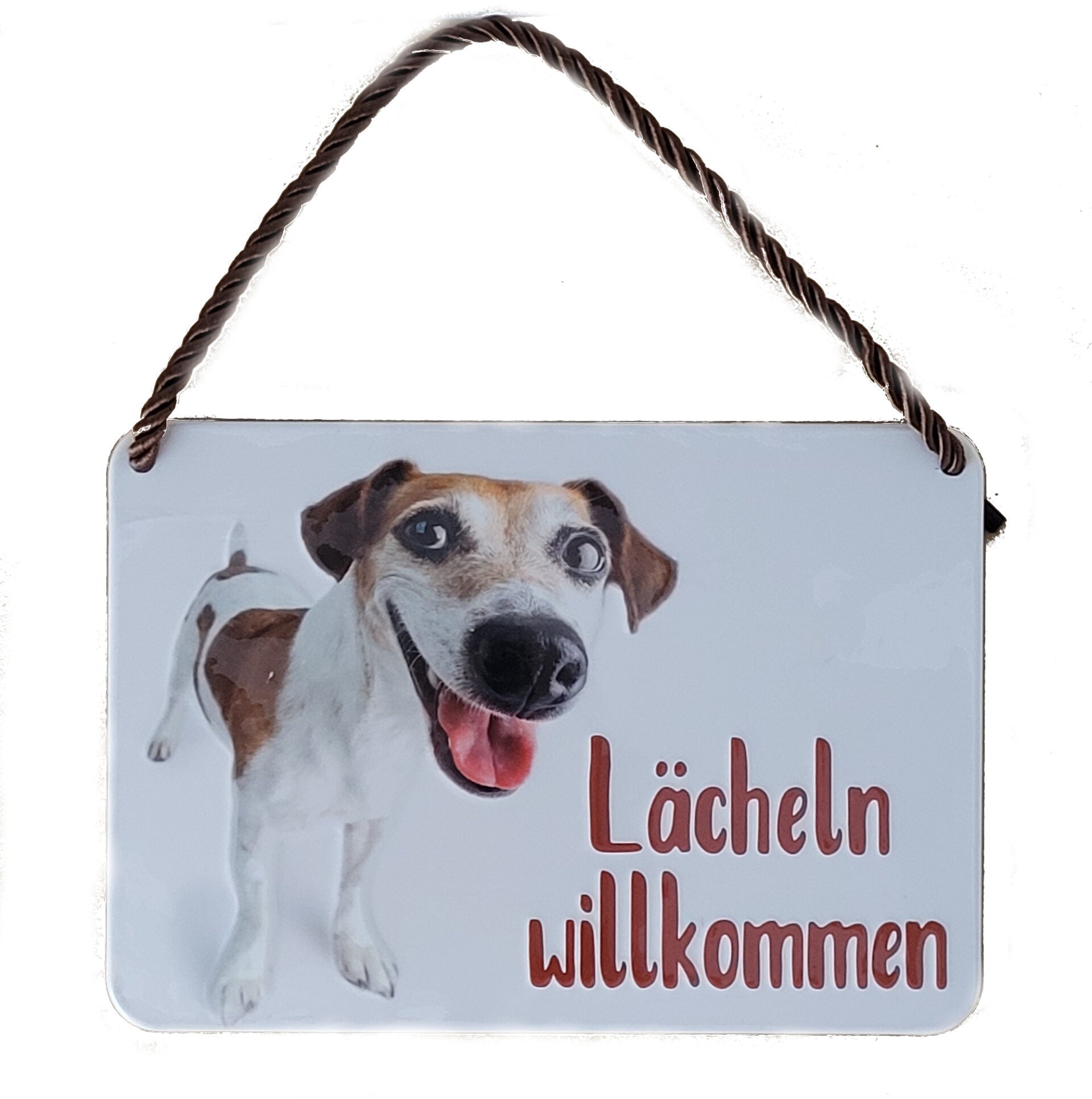 Hängeschild Lächeln willkommen (16,5 x 11,5 cm)