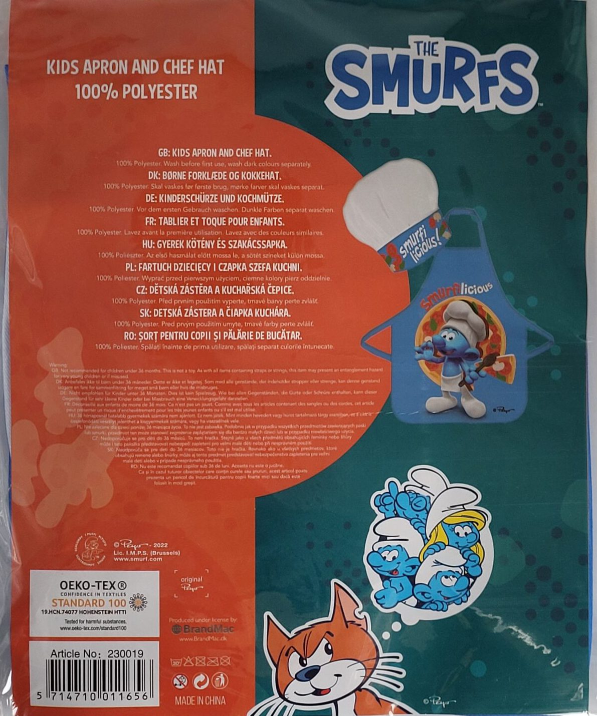 Kinder Schürze + Kochmütze Schlümpfe Smurfilicious 2er Set