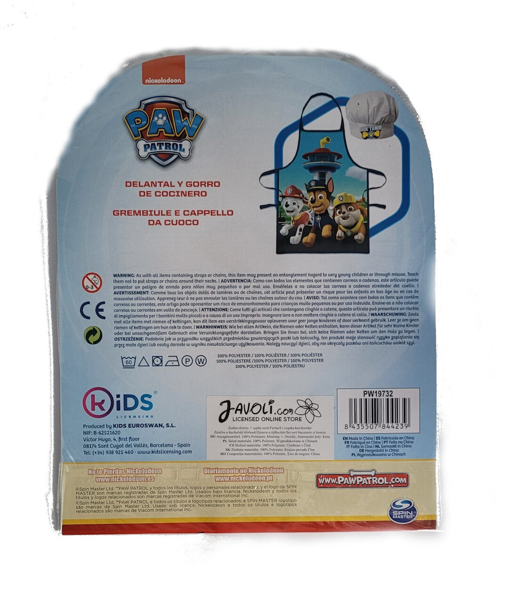 Kinder Schürze + Kochmütze Paw Patrol 2er Set