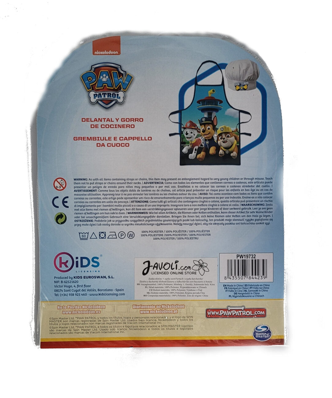 Kinder Schürze + Kochmütze Paw Patrol 2er Set