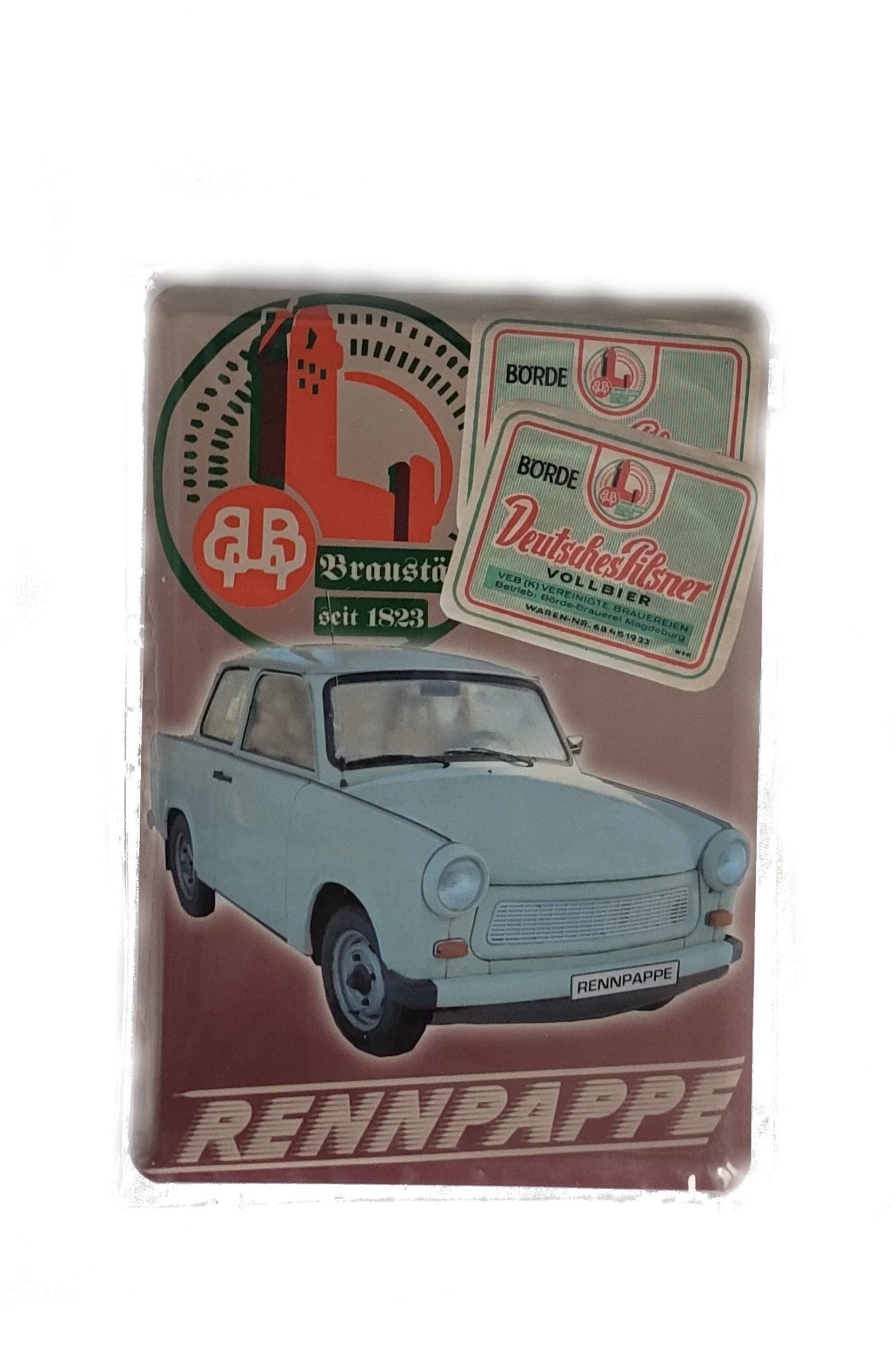 Blechpostkarte Trabant - Rennpappe