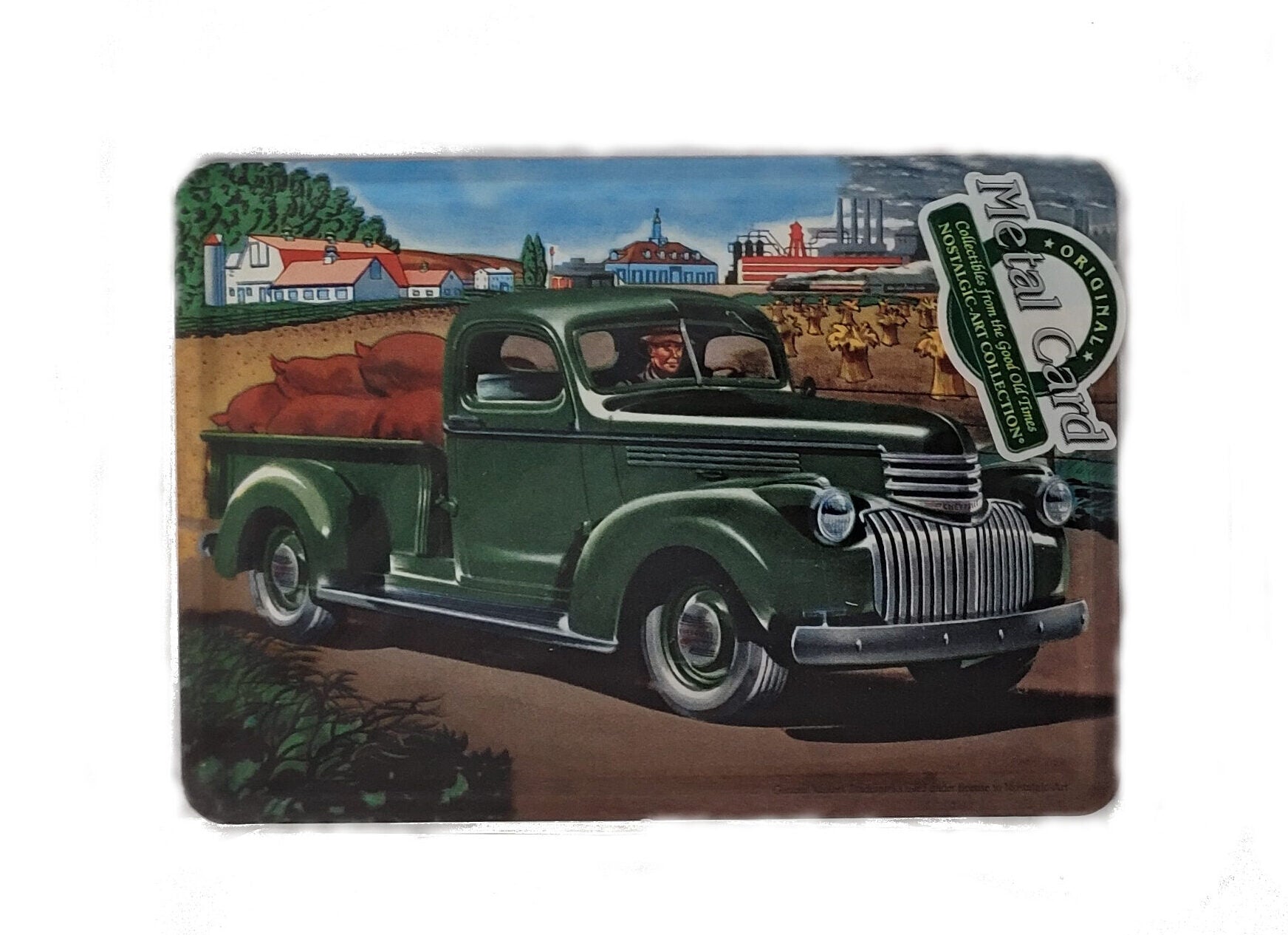 Blechpostkarte US-Pick-Up Oldtimer Transporter