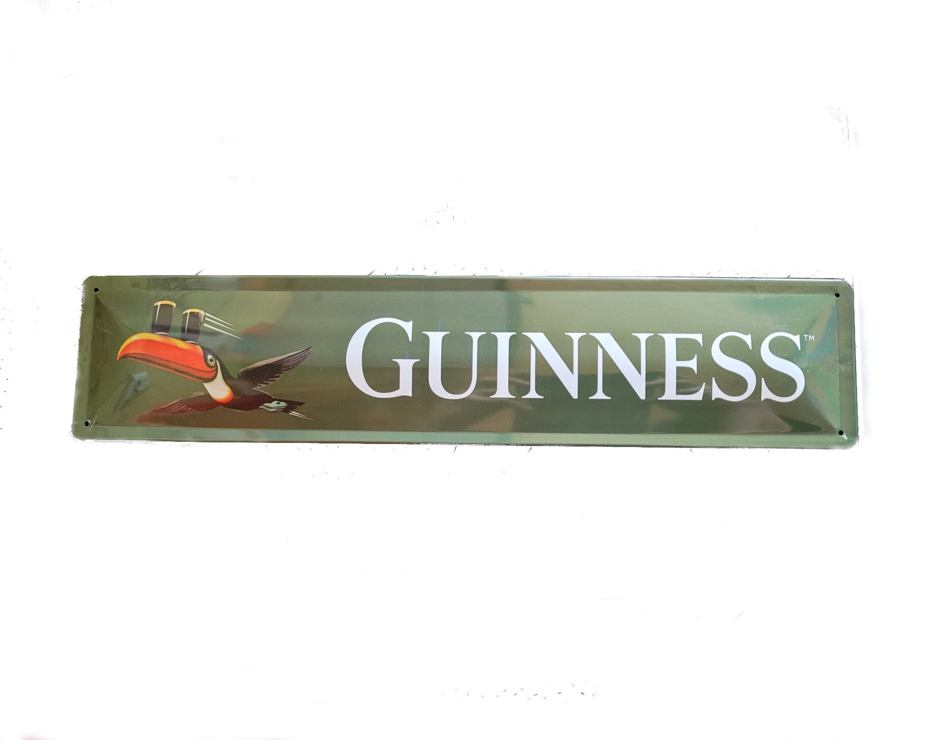 Blechschild Guinness - Tukan grün (46 x 10 cm / "Straßenschild")