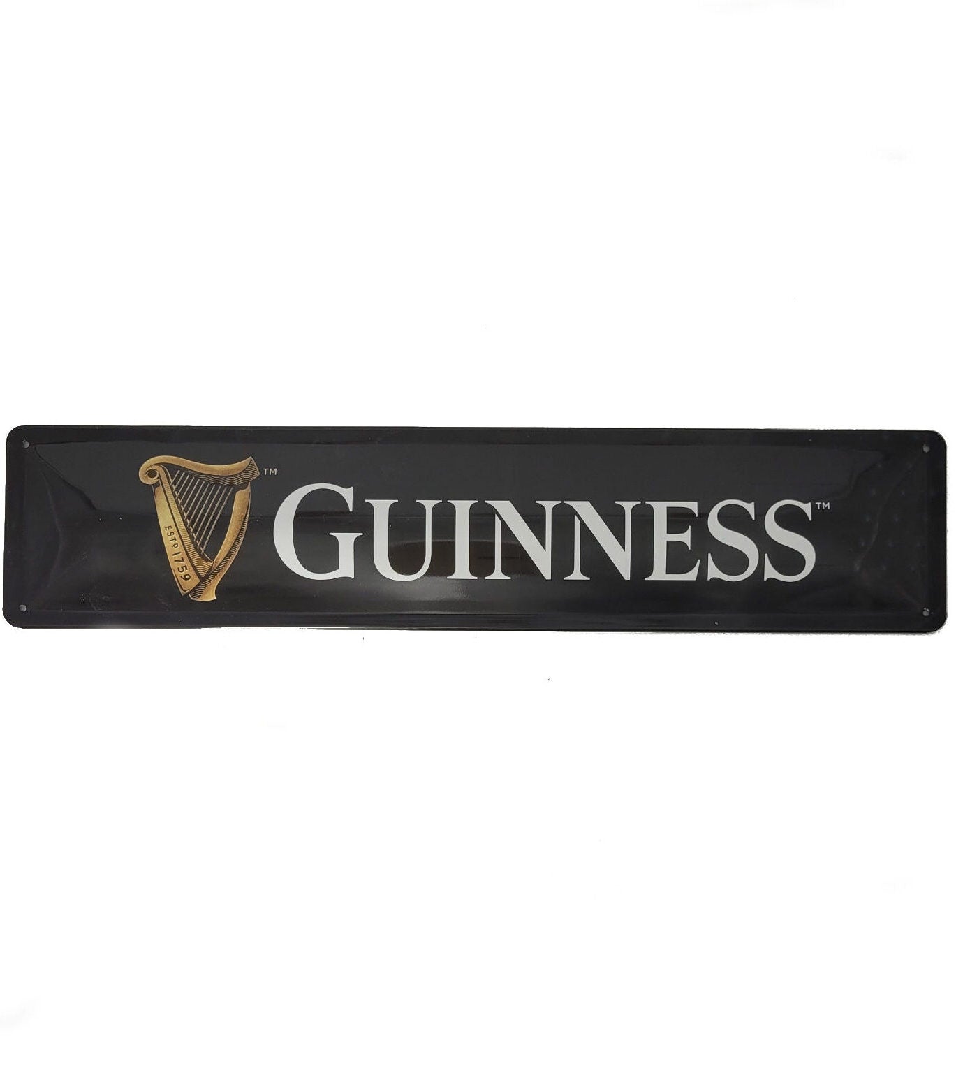 Blechschild Guinness - Harfe schwarz (46 x 10 cm / "Straßenschild")