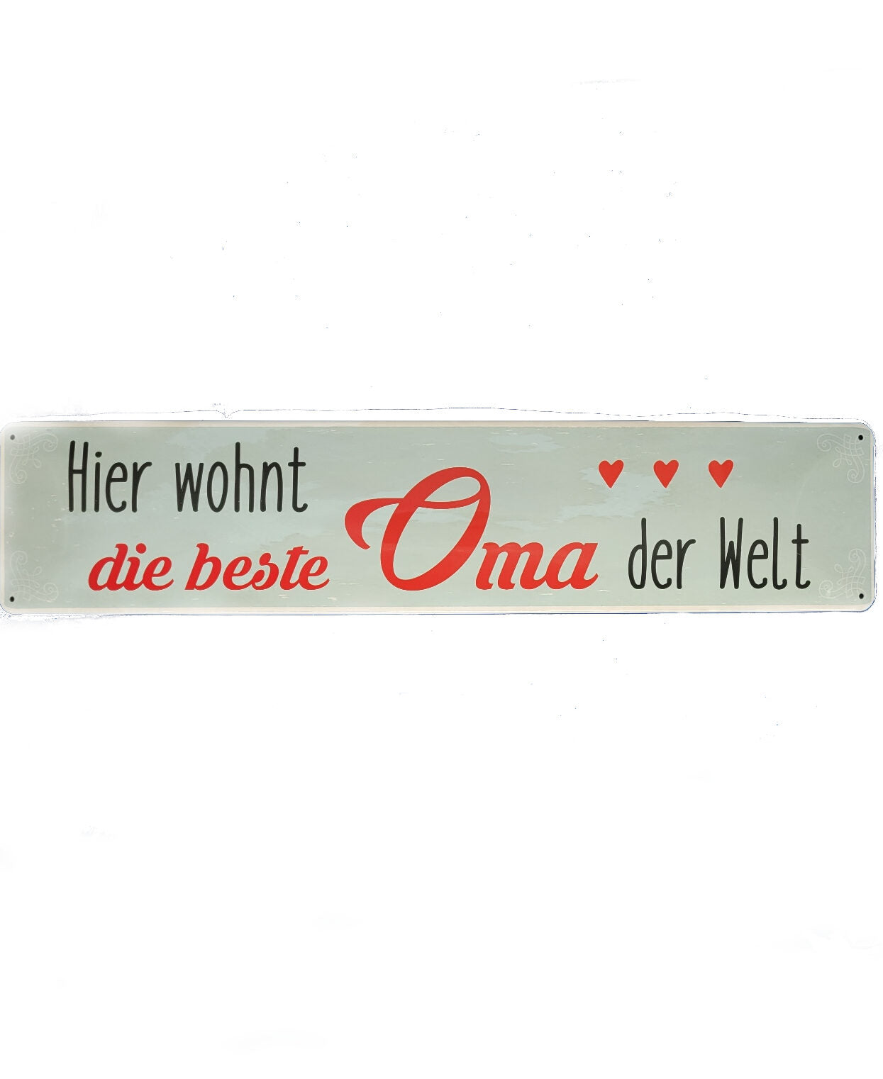Blechschild Hier wohnt die beste Oma der Welt (46 x 10 cm / "Straßenschild")