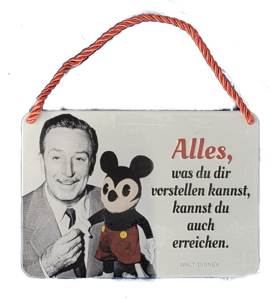 Hängeschild Walt Disney - Alles was du dir vorstellen kannst, kannst du auch erreichen. (16,5 x 11,5 cm)