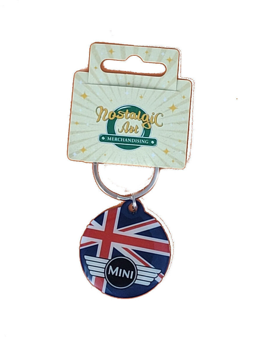 Schlüsselanhänger Mini Cooper - Union Jack aus Edelstahl (Nostalgic Art)