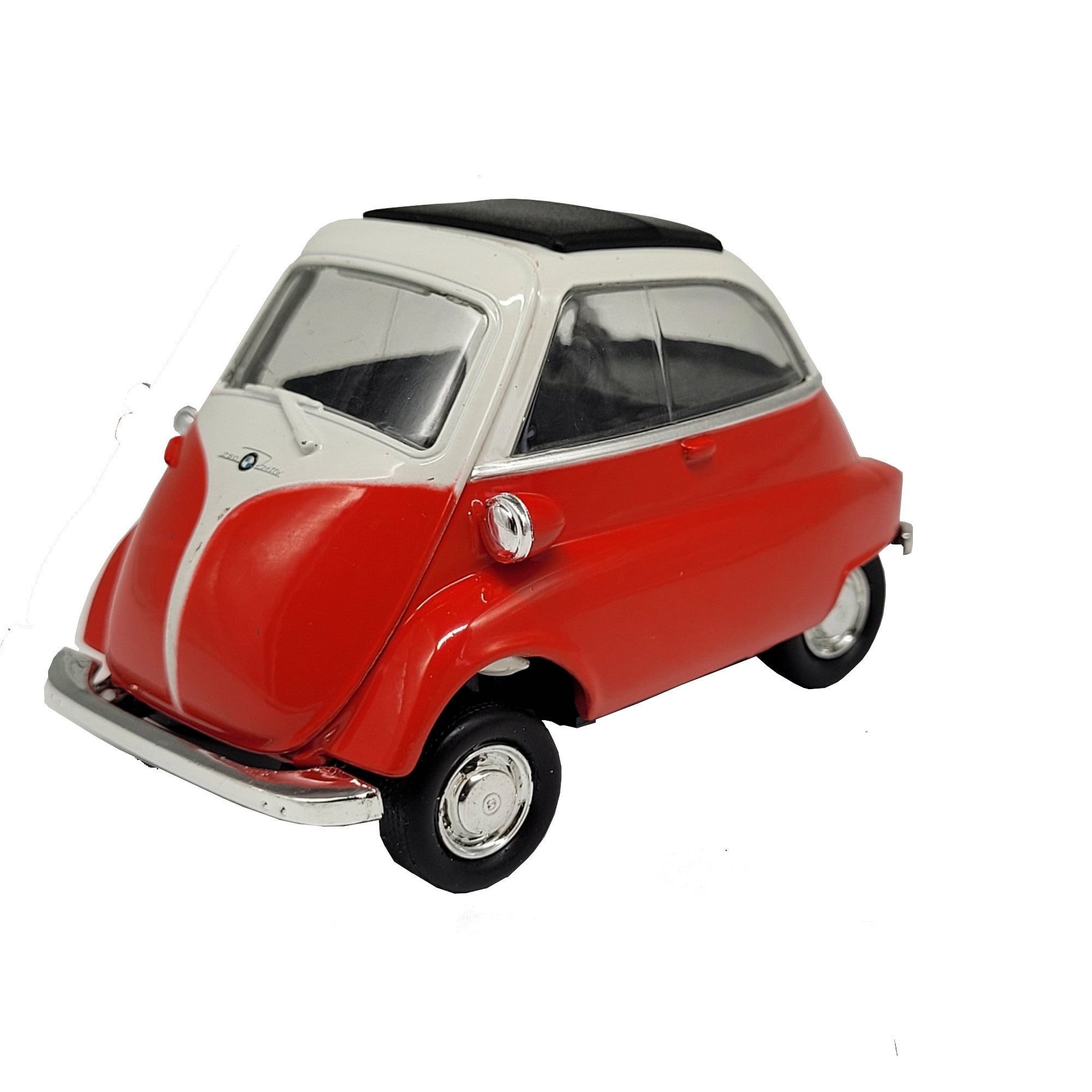 Modellauto BMW Isetta 1955 - rot (aus Metall mit Friktionsmotor) 1:34