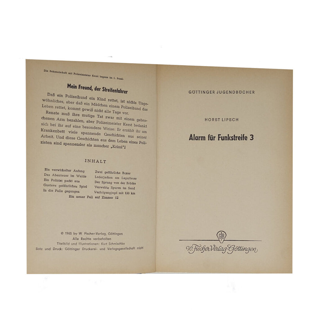 Jugendbuch GJB Horst Lipsch Alarm für Funkstreife 3 Fischer-Verlag 1965