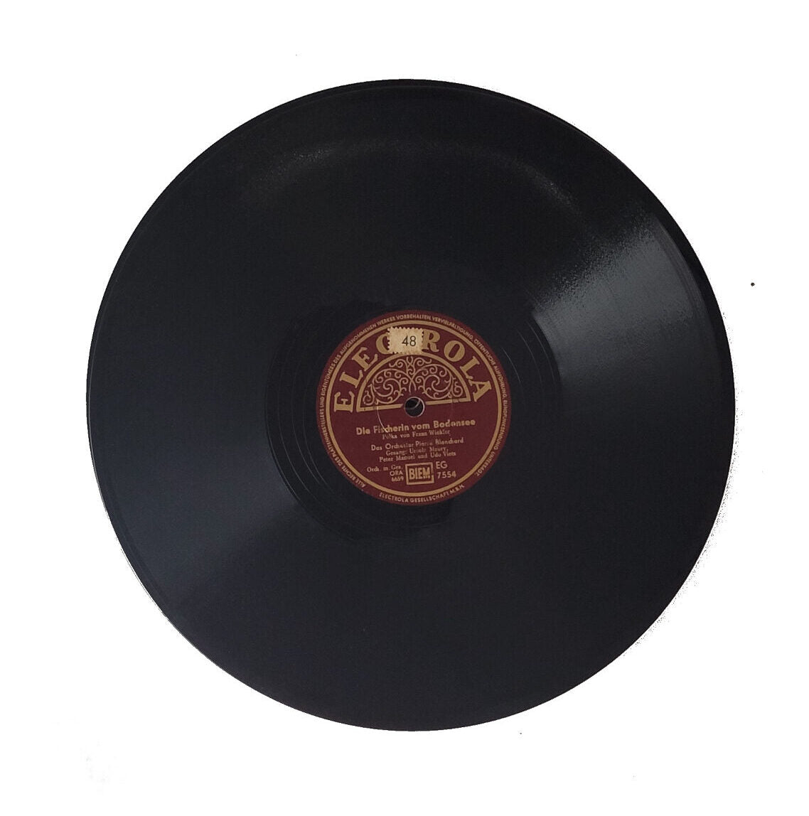 Schellack - Platte: 10" Orchester Pierre Blanchard - Ursula Maury - Die Fischerin vom Bodensee/Kuß-Walzer Electrola