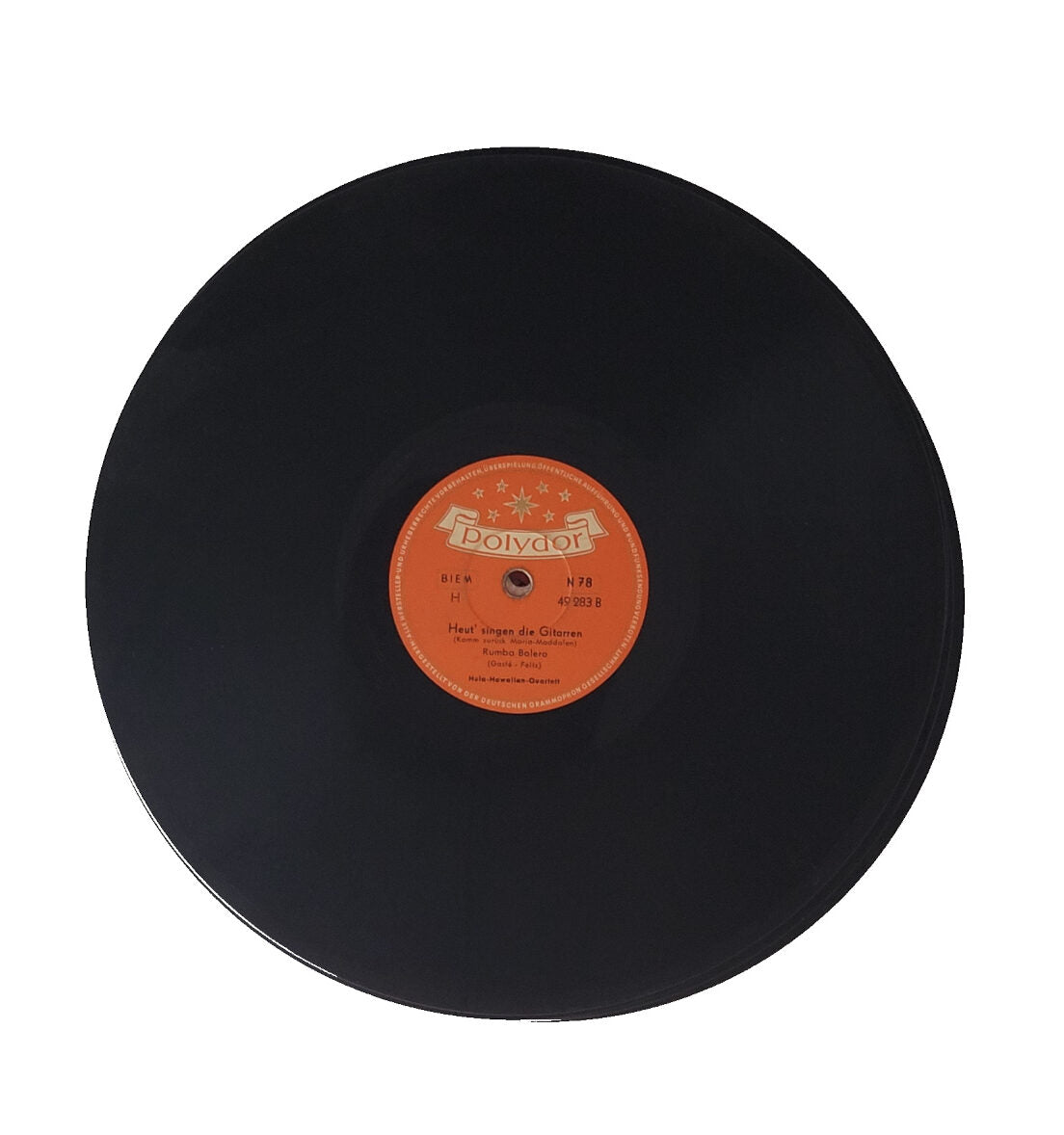 Schellack - Platte: 10" Hula-Hawaiian-Quartett - Jim, Jonny und Jonas / Heut' singen die Gitarren Polydor