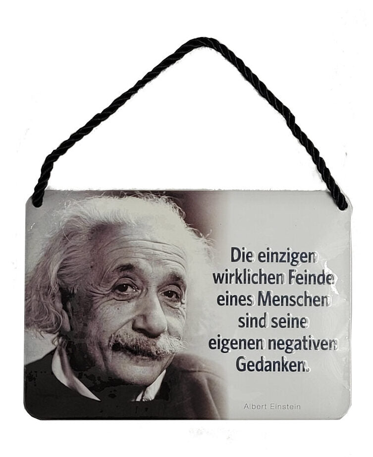 Hängeschild Albert Einstein - negative Gedanken (16,5 x 11,5 cm)