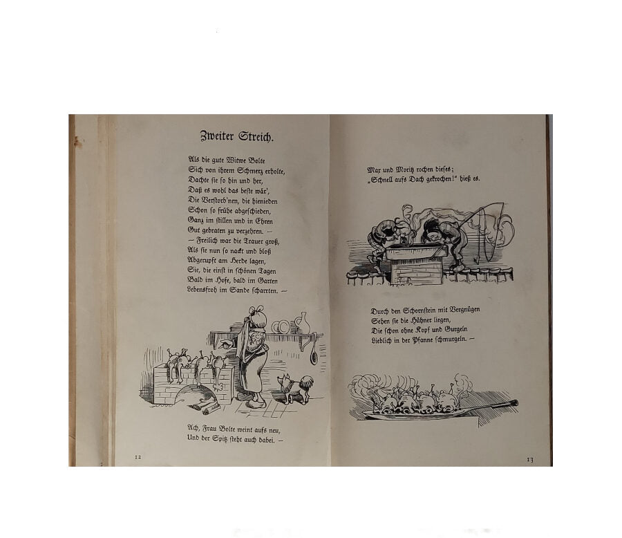 Alte Bücher Wilhelm Busch Max und Moritz eine Bubengeschichte in sieben Streichen Verlag von Braun und Schneider