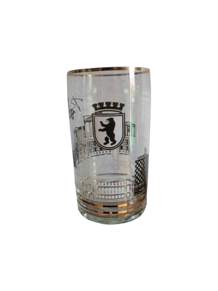 Dies & Das DDR -Trinkglas Berlin mit Goldrand - Souvenir -Siebziger Jahre -  Rarität - Hingucker