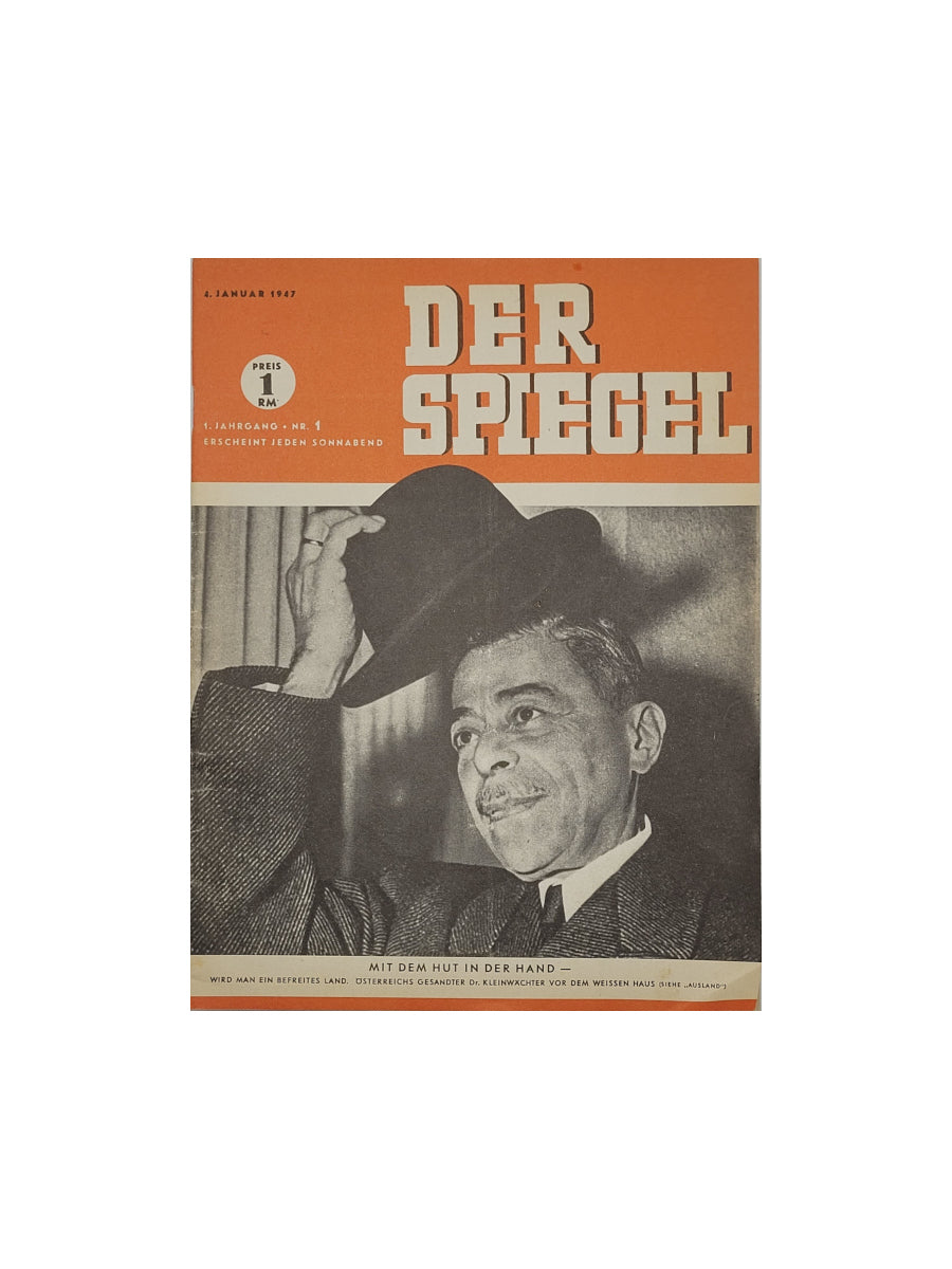 „Nachdruck der ersten SPIEGEL‑Ausgabe vom 4. Januar 1947, 1. Jahrgang Nr. 1, sehr gut erhalten.“