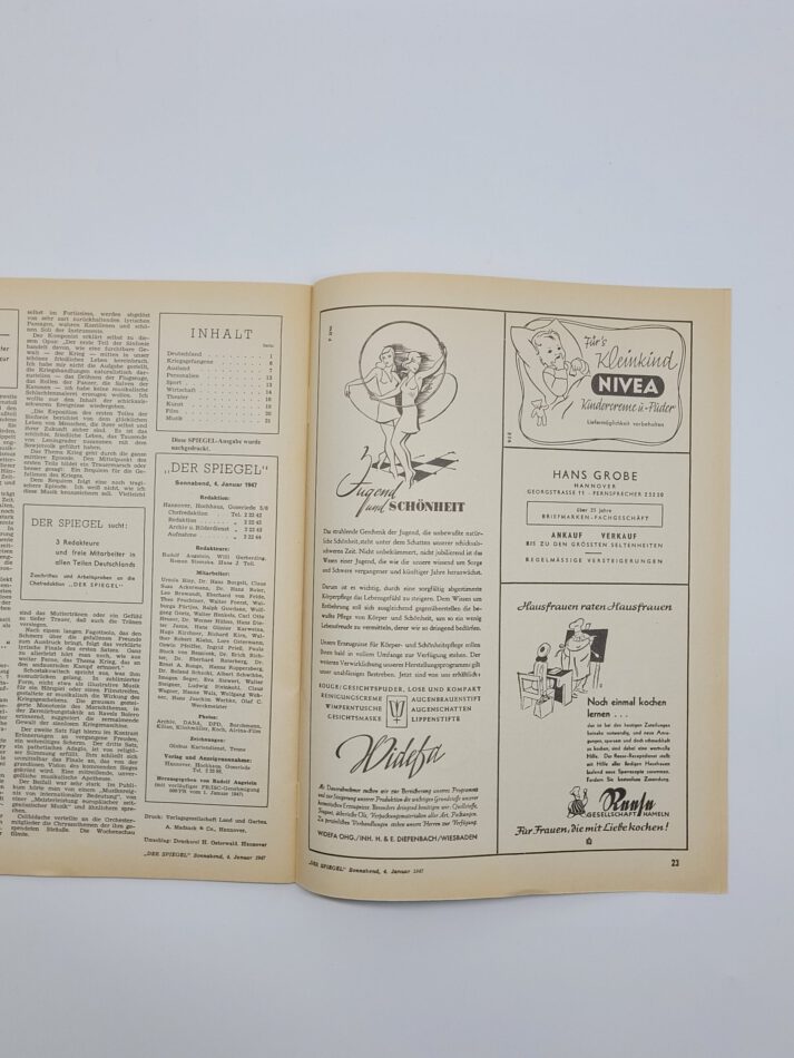 Zeitschrift Der Spiegel vom 04.01.1947 Nr. 1  - der erste Spiegel - Nachdruck