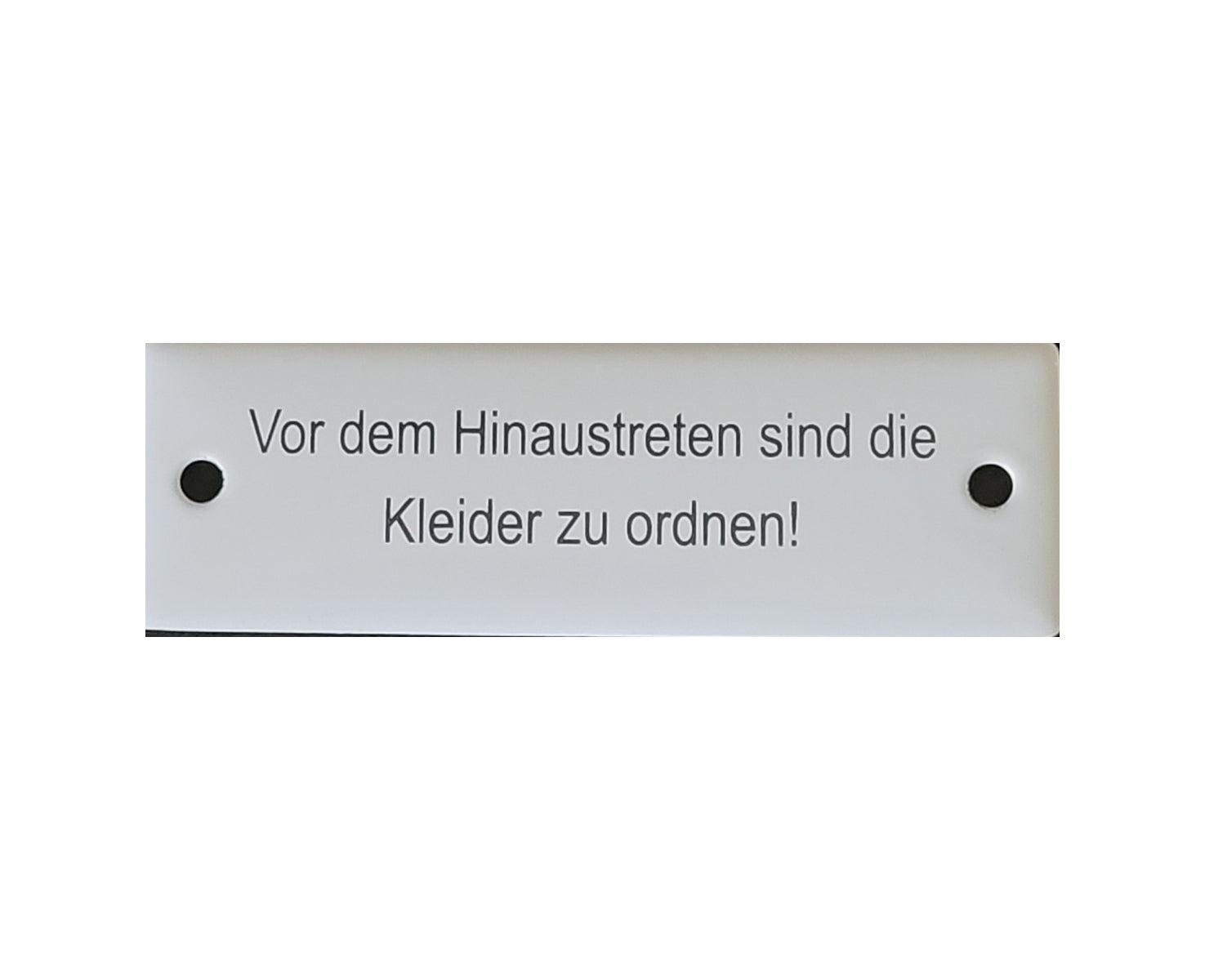 Blechschild Eisenbahn - Vor dem Hinaustreten sind die Kleider zu ordnen Emailleschild (12,5 x 4 cm)