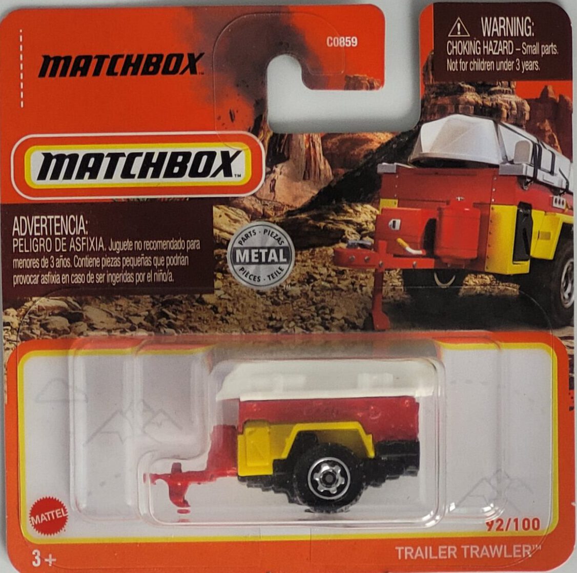 Matchbox Trailer Trawler Modell 92/100, weiß‑rot, Metall‑Druckguss, ca. 6,5×3×2,5–3,5 cm – neues Sammlermodell in OVP im Maßstab 1:64.