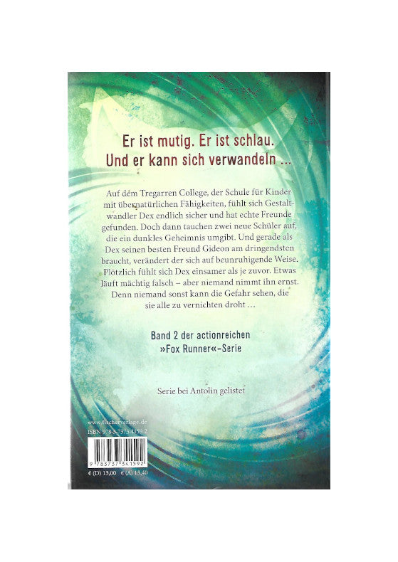 ntasy Ali Sparkes - Fox Runner -Der Ruf des Falken - Band 2 - S. Fischer KJB 2019 - gebunden sehr guter Zustand, als Mängelexemplar ausgewiesen Titelbild: Der Hintergrund ist grün, von einem Lichtschein durchbrochen, im Vordergrund die Silhouette eines rennenden Jungen und einem Falken