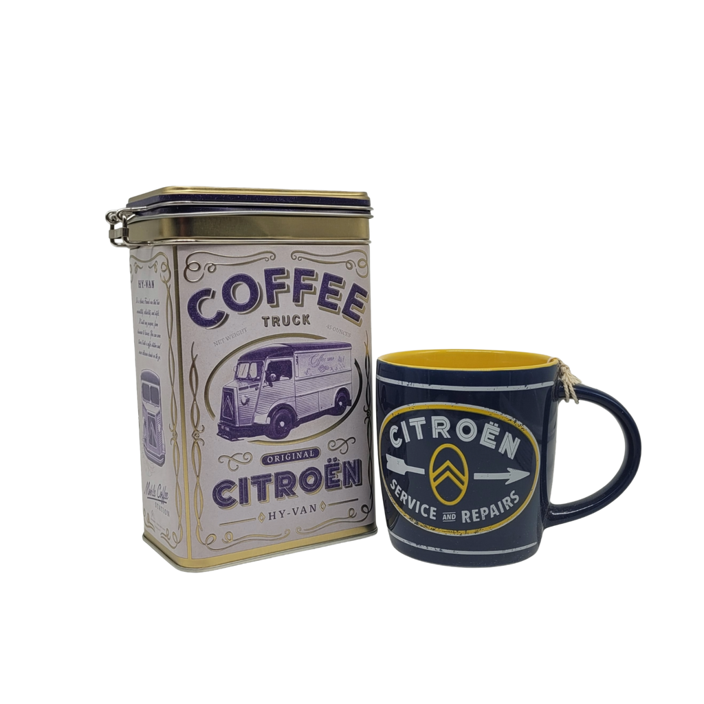 „Geschenkset Citroën – Keramiktasse und Aromadose mit nostalgischem Citroën-Motiv“