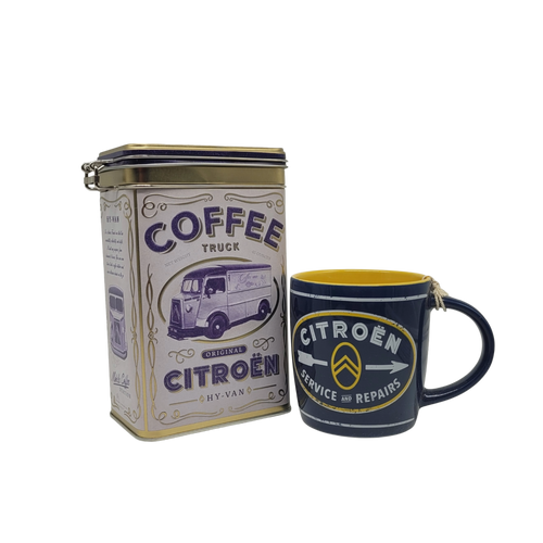 „Geschenkset Citroën – Keramiktasse und Aromadose mit nostalgischem Citroën-Motiv“