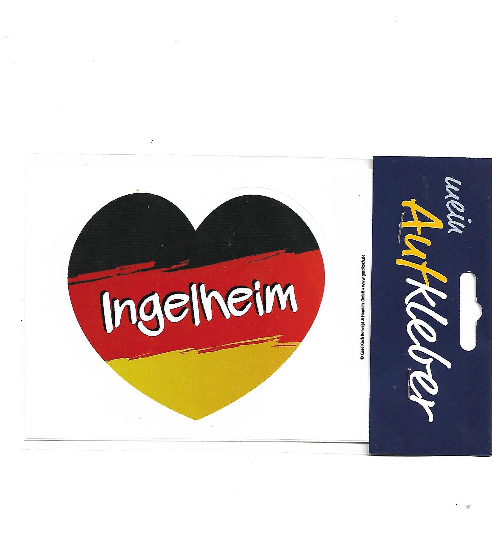 Dies & Das Stadtaufkleber I love (Herz Deutschland) Ingelheim ca. 13 x 9,5 cm