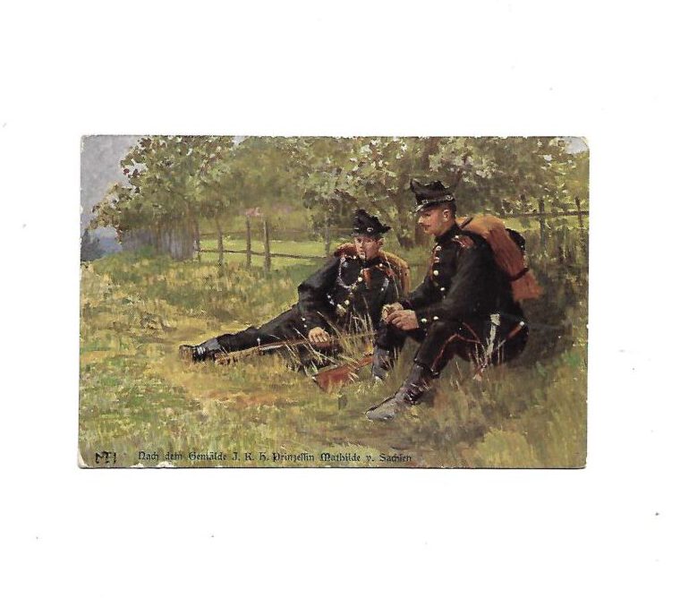 Foto Ansichtskarte Feldpost 1. WK Schützen Regiment 108 - Prinzessin Mathilde v. Sachsen -gelaufen-