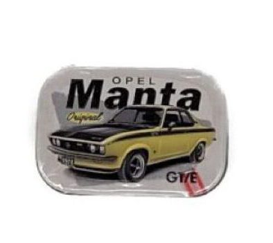 Angebot "Geschenkset 12" Blechschild (15 x 20 cm) + Pfefferminzpastillen Opel Manta GT/E (Nostalgic Art)
