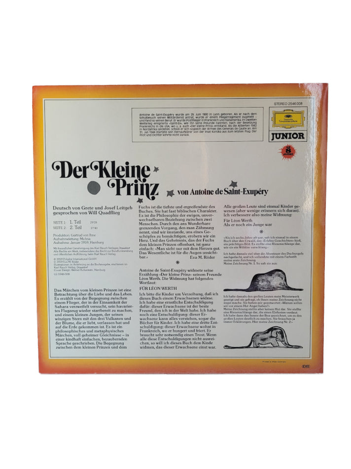 LP Schallplatte Vinyl Der kleine Prinz - von Antoine de Saint-Exupéry - incl. Postkarte