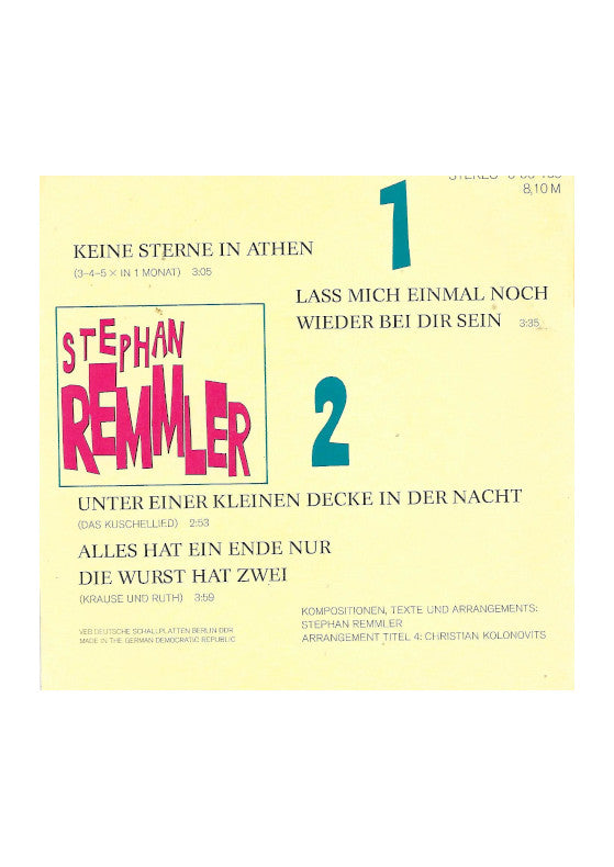 challplatte-Vinyl-Single-Stephan-remmler-keine-sterne-in-athen 4 Hits mit info