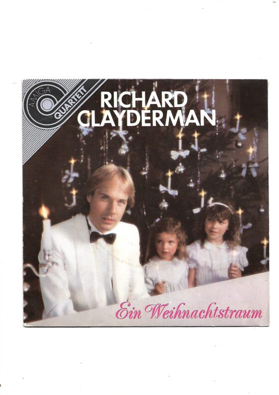 „Vinyl-Single ‚Richard Clayderman – Ein Weihnachtstraum‘ aus der Amiga Quartett-Serie (1985). Cover mit winterlichem Motiv, Titelangabe und DDR-typischem Design. Gebrauchte Schallplatte mit vier Weihnachtsliedern.“