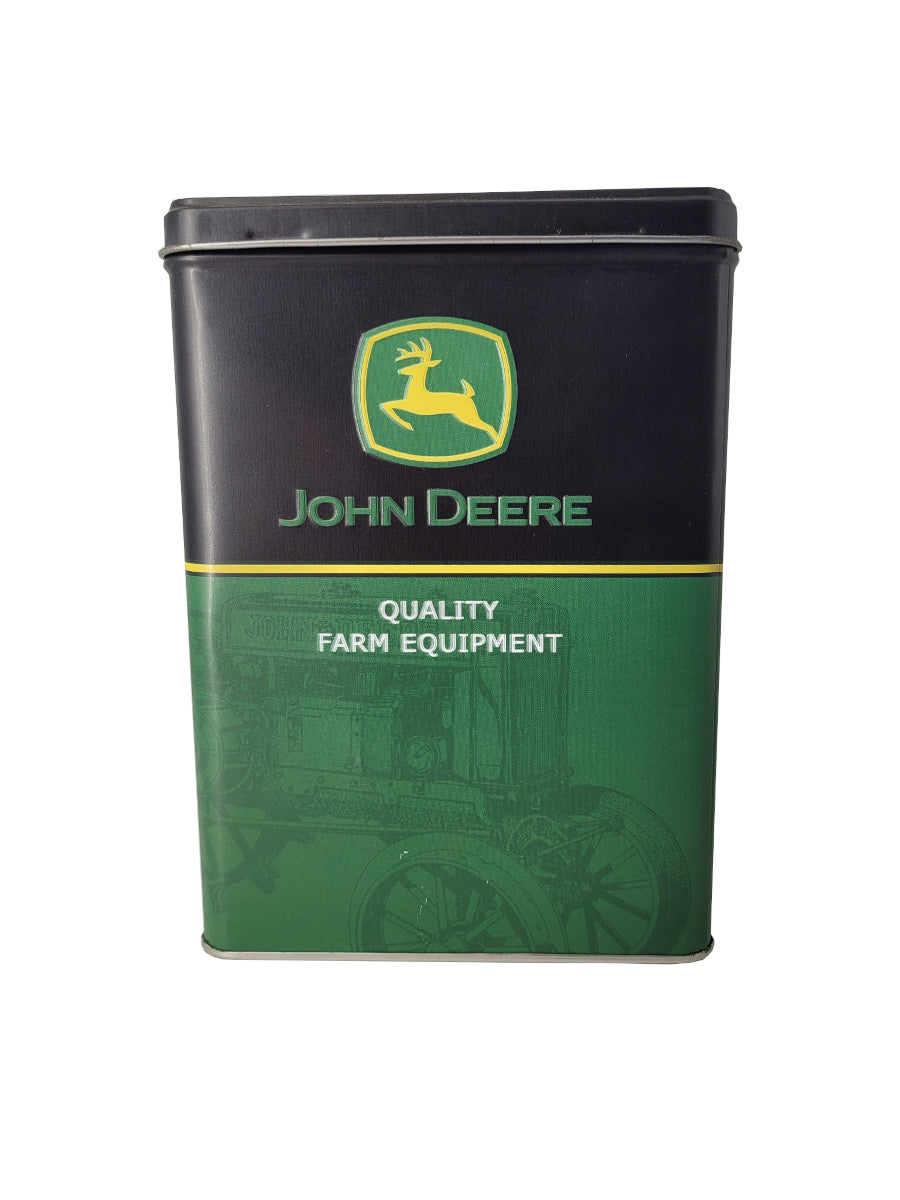 „Vorratsdose aus Metall in Größe L mit John‑Deere‑Logo in Schwarz‑Grün, 3‑Liter‑Fassungsvermögen (Nostalgic Art)“