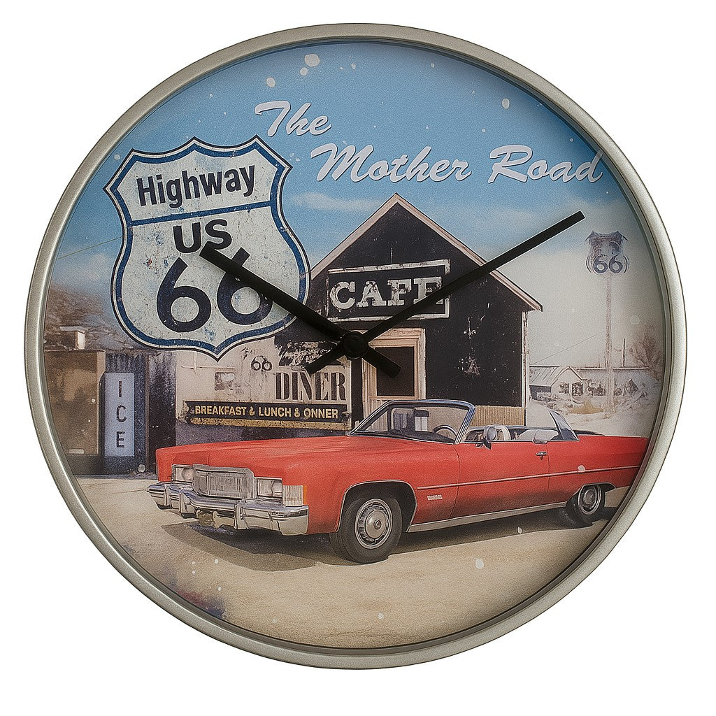 Nostalgic Art Wanduhr Highway US 66 - The Mother Road