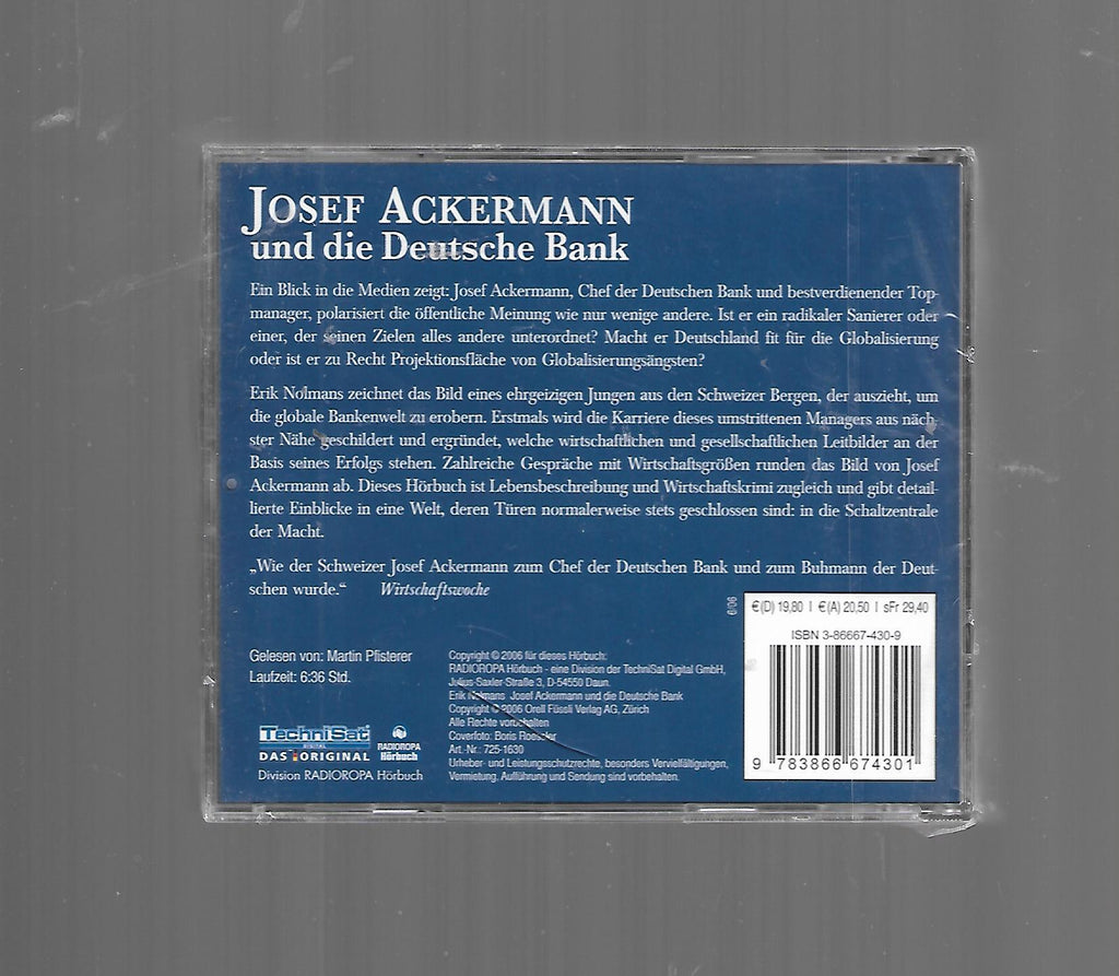 Dies & Das Erik Nolmans Josef Ackermann und die deutsche Bank Anatomie eines Aufstiegs Hörbuch 6 Audio-CD's gelesen von M.Pfisterer OVP