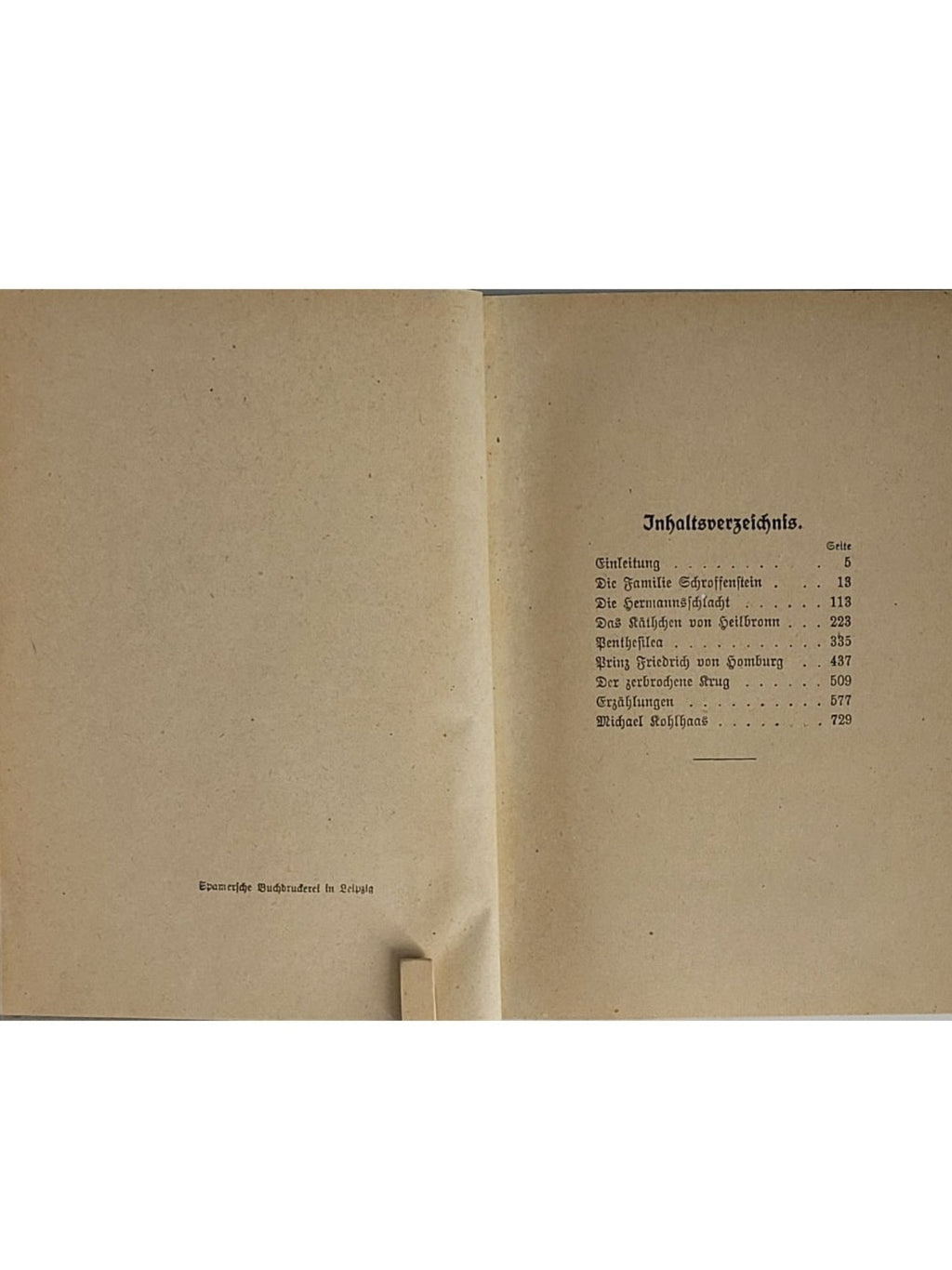 Alte Bücher Kleists Werke - Auswahl  Buchhandlung Gustav Fock Leipzig