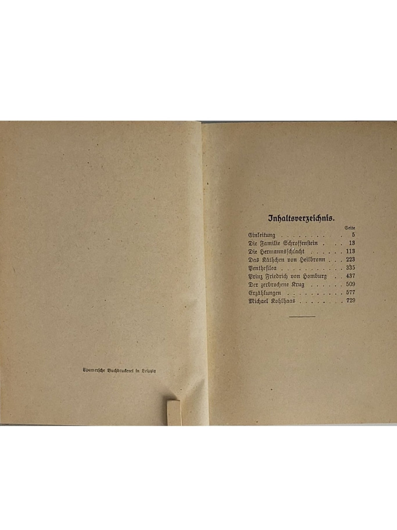 Alte Bücher Kleists Werke - Auswahl  Buchhandlung Gustav Fock Leipzig