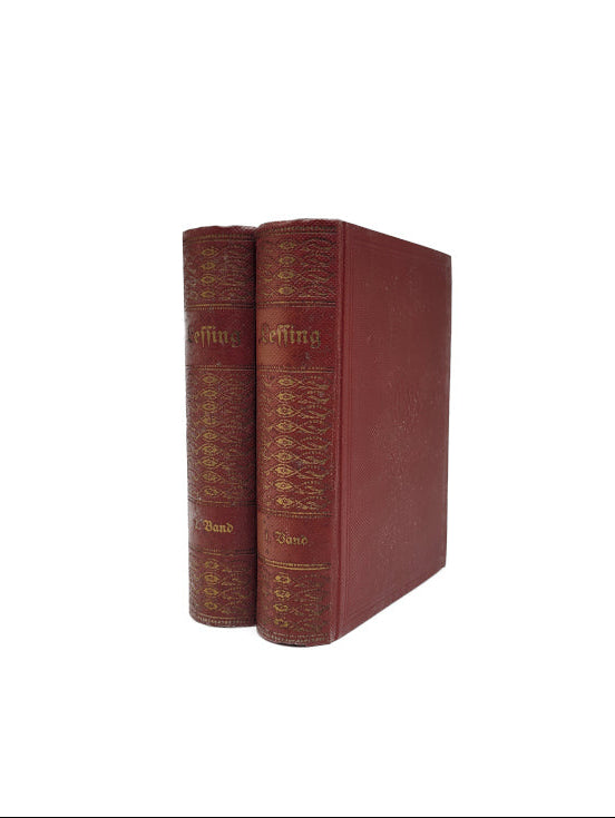 Alte Bücher Lessings Werke - Auswahl in 2 Bänden Buchhandlung Gustav Fock Leipzig gebundene Ausgabe- ca. 1925? Buchrücken in Gold-Ornamentik, Frakturschrift ein schönes Exemplar Spamersche Buchdruckerei in leipzig guter Zustand