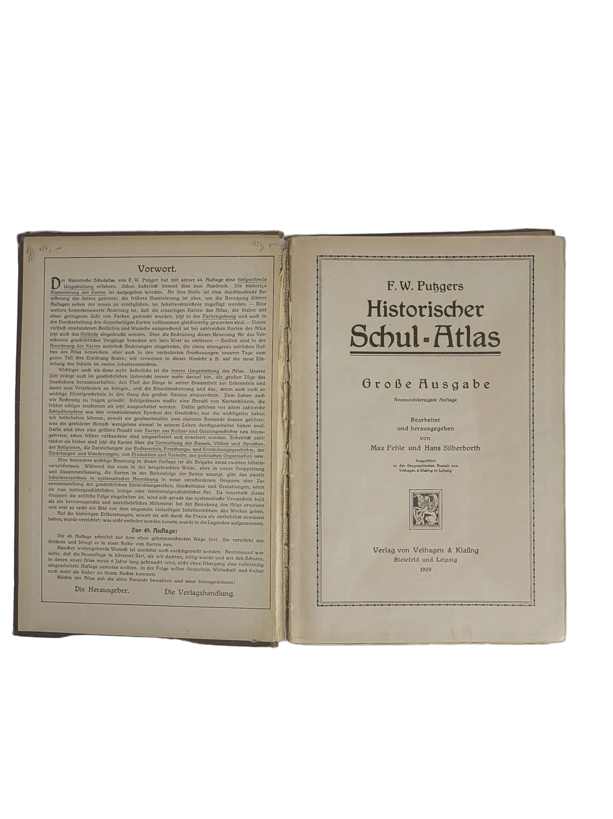 Alte Bücher F.W. Putzgers Historischer Schul-Atlas Verlag Velhagen & Klasing 1929