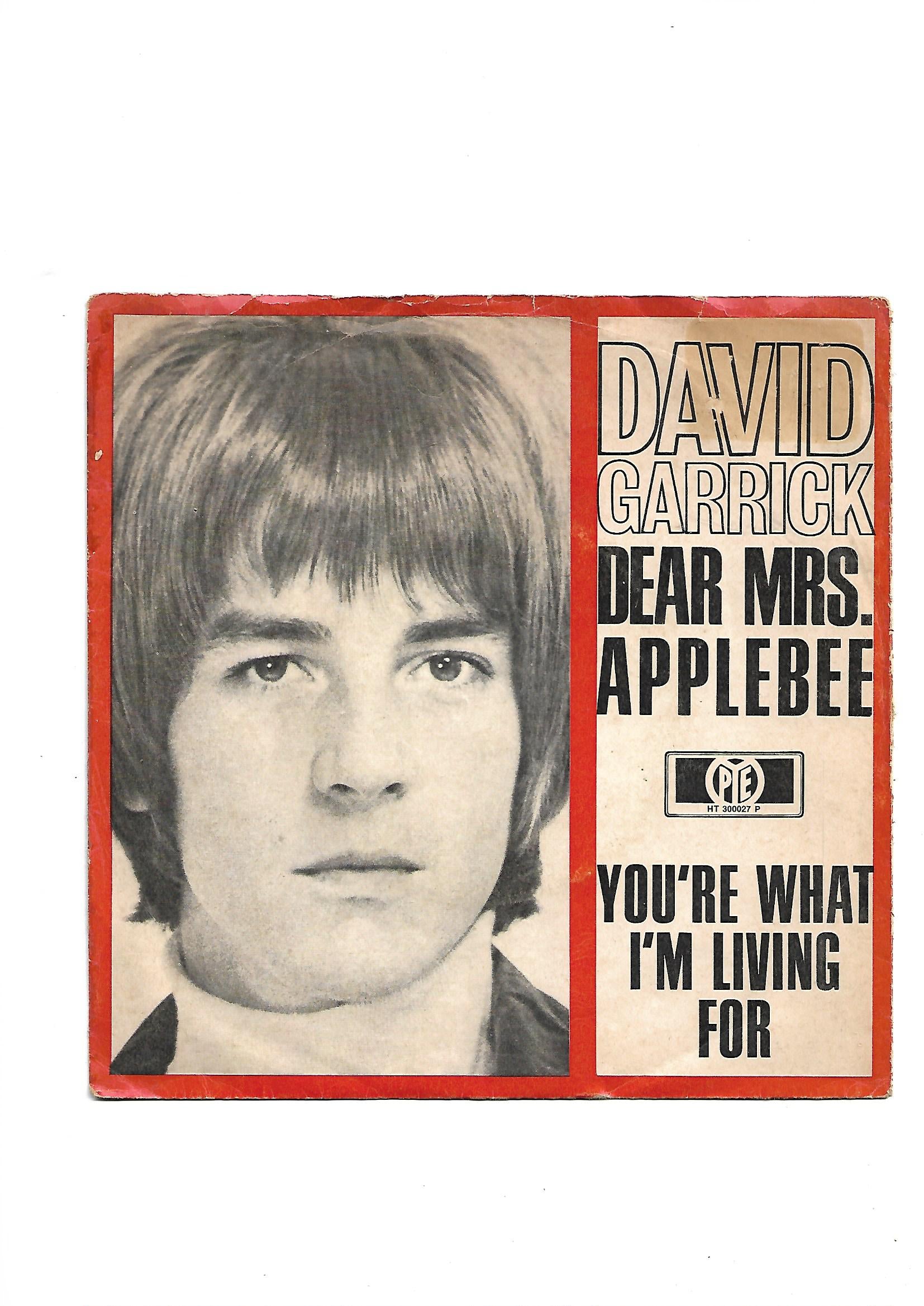 Flohmarkt Vinyl Single David Garrick Dear Mrs. Applebee Pye Records 1966