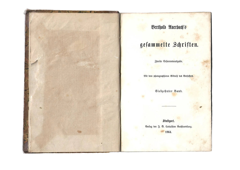 Alte Bücher Berthold Auerbach's gesammelte Schriften siebzehnter Band Verlag der Cottaschen Buchhandlung 1864
