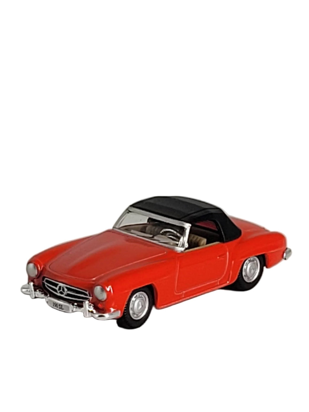 „Miniatur‑Automagnet Mercedes Benz 190 SL Cabrio in Rot, detailgetreu gefertigt, mit starkem Kraftmagnet, ca. 4,5–7 cm groß, haftet auf allen magnetischen Oberflächen.“